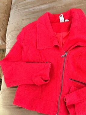 SOLO Red Crimson Boiled Wool Short Jacket Blazer Coat in US size 6